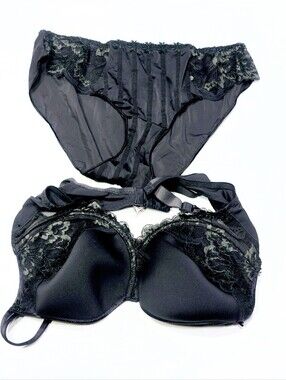 Simone Pérèle Amour Bra & Brief Lingerie Set Black 40C 2XL NWOT (2)